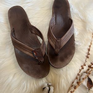 Rainbow Leather flip flops